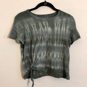 Aerie Green Tie Dye Short Sleeve Shirt